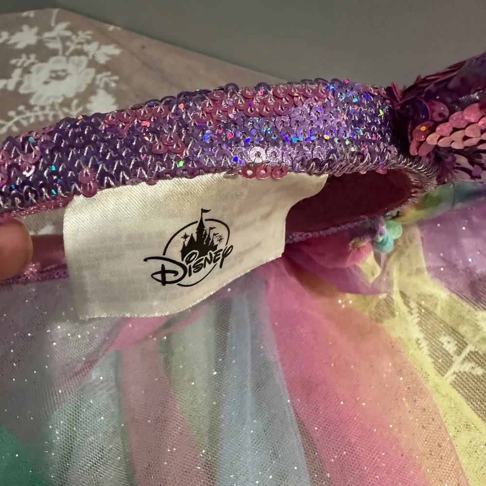 Disney Parks Unicorn Minnie Mouse Ears Headband OS Purple Rainbow Excellent Veil